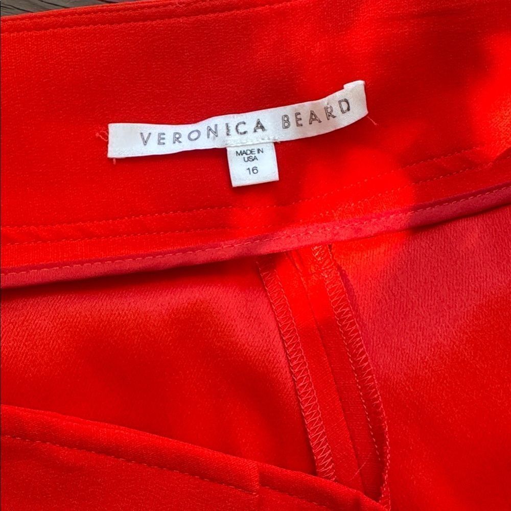 Veronica Beard Faxon Belted Trousers in Cherry Red 16 - Picture 5 of 7